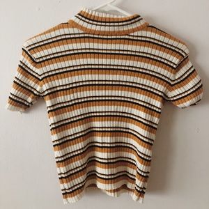 Brandy Melville cropped striped mocked neck top